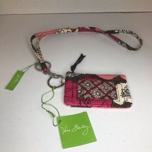 NWT Vera Bradley Mocha Rouge Zip ID Case & Lanyard
